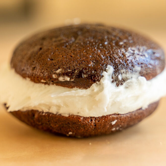 Chocolate whoopie pie with cream filling