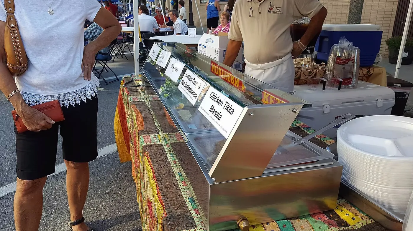 Catering display with Indian dishes